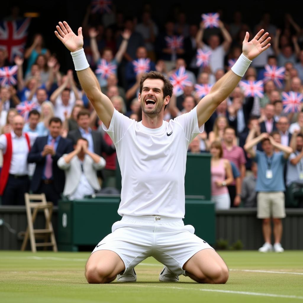 Andy Murray ăn mừng chiến thắng tại Wimbledon