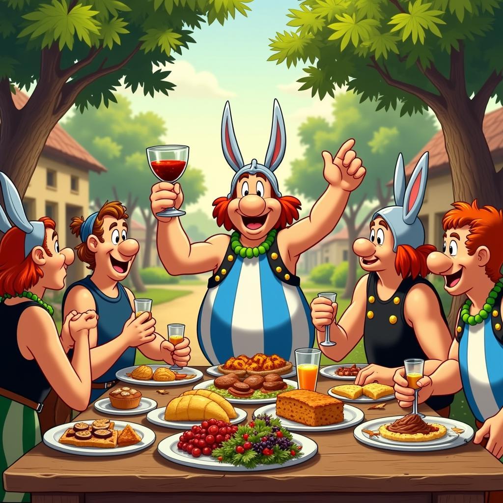 Astérix và Obélix nâng ly thuốc thần