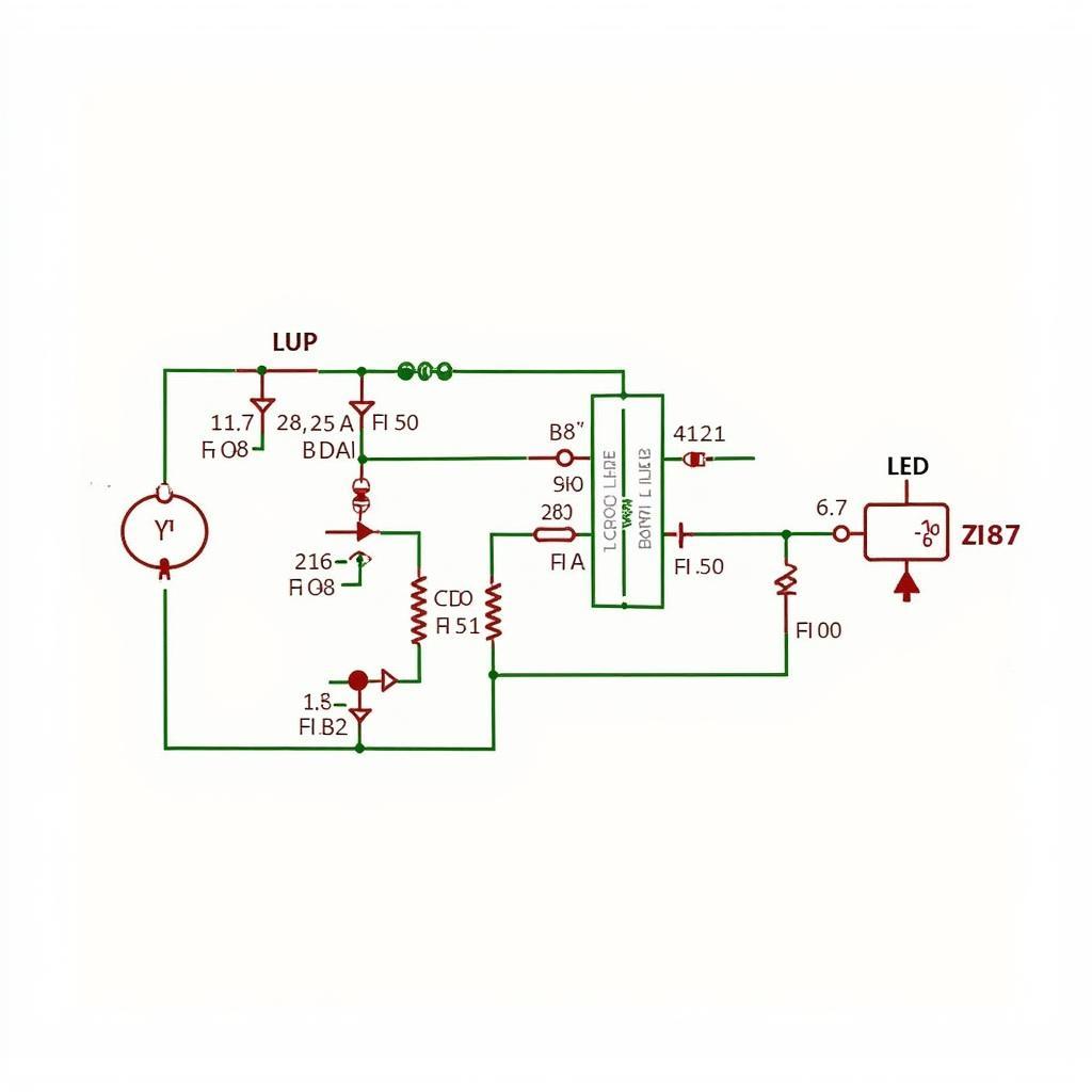 Bài tập vi điều khiển 16F887 có lời giải - Hình ảnh minh họa sơ đồ mạch điện sử dụng vi điều khiển 16F887