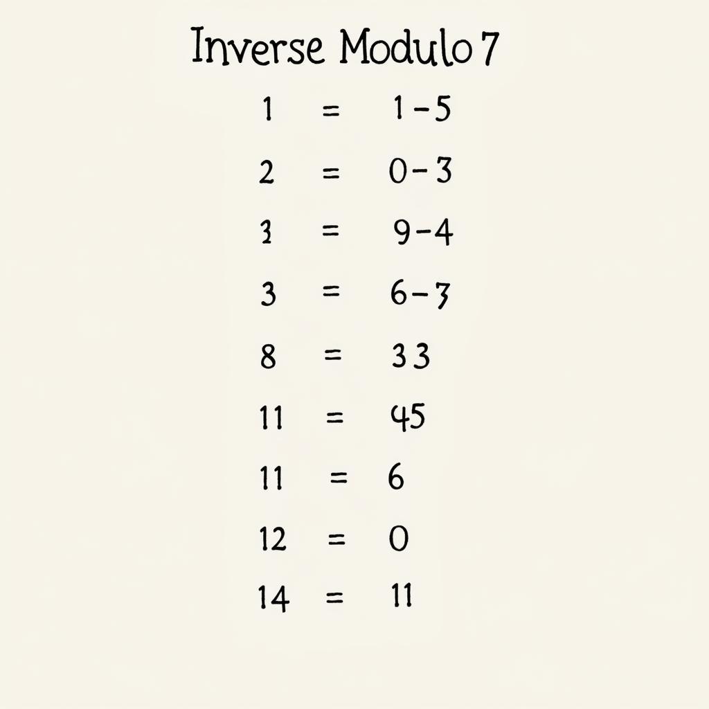 Bảng số nghịch đảo modulo 7