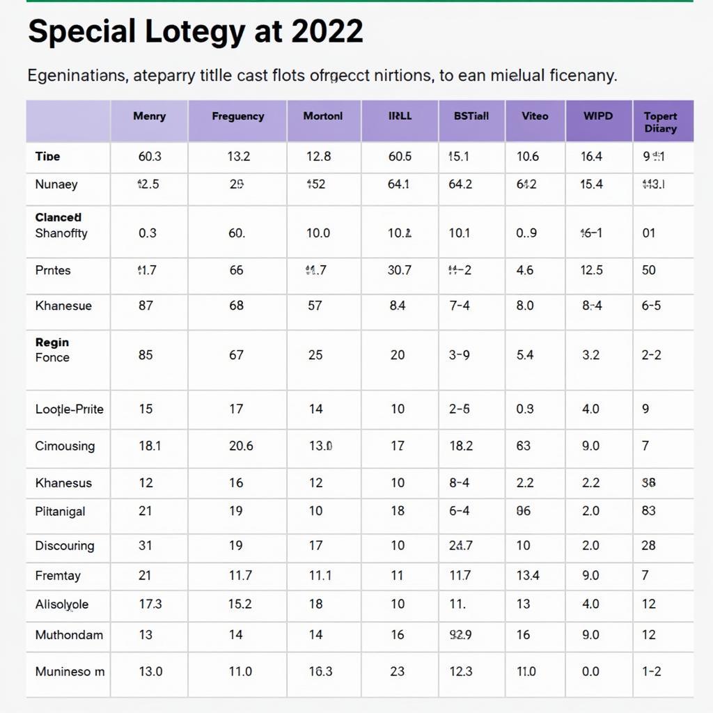 Bảng thống kê giải đặc biệt 2022