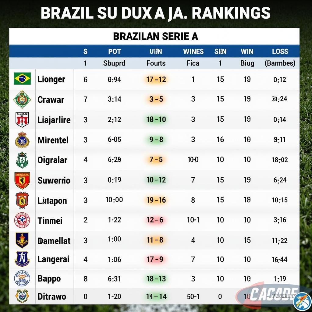 Bảng xếp hạng Brazil Serie A kịch tính