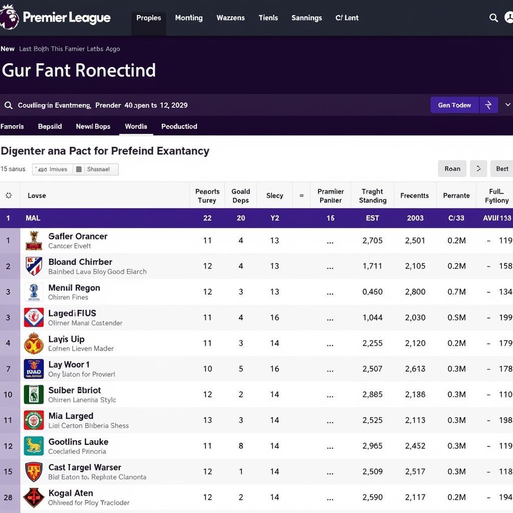 Premier League Standings