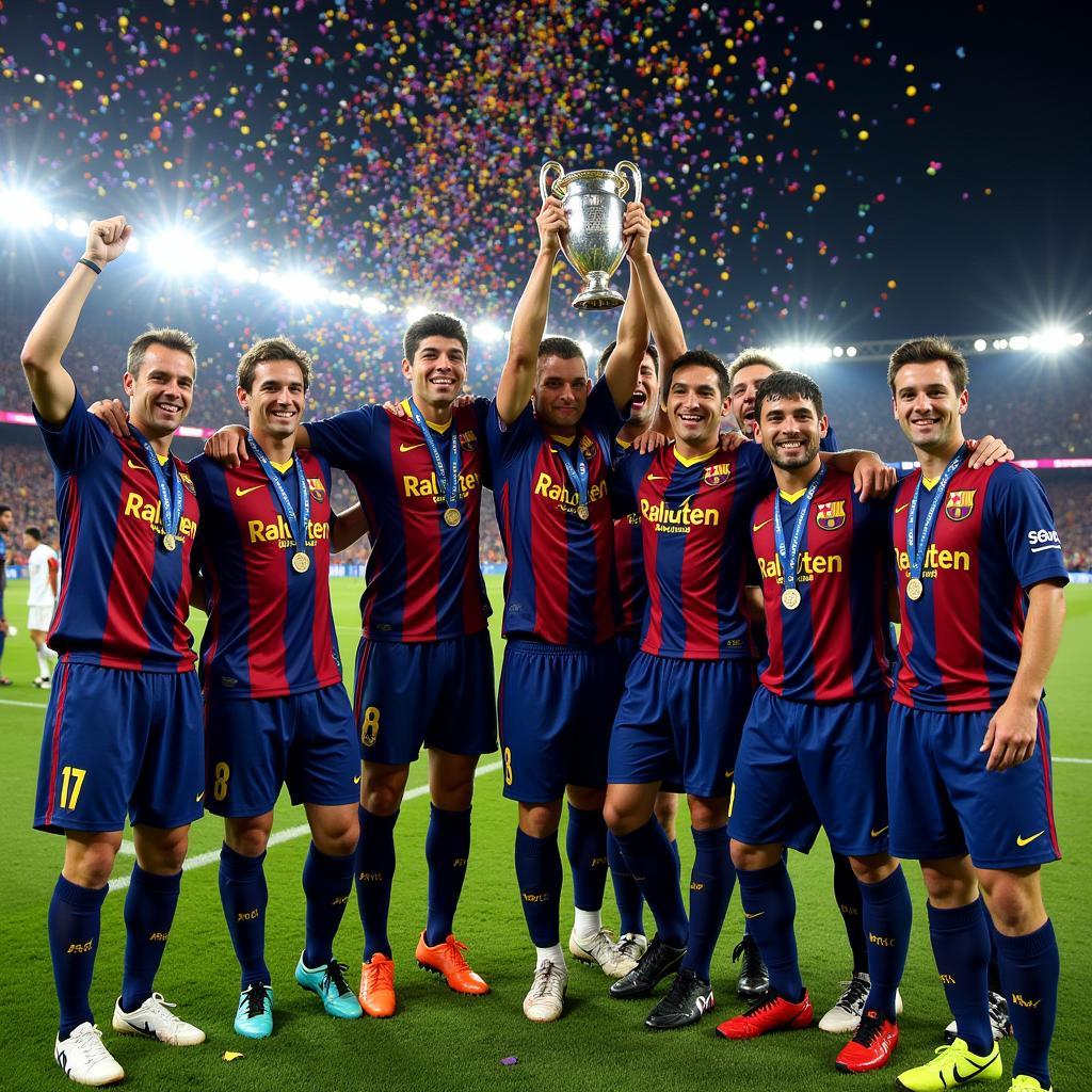 Barcelona ăn mừng chiến thắng Champions League 2009