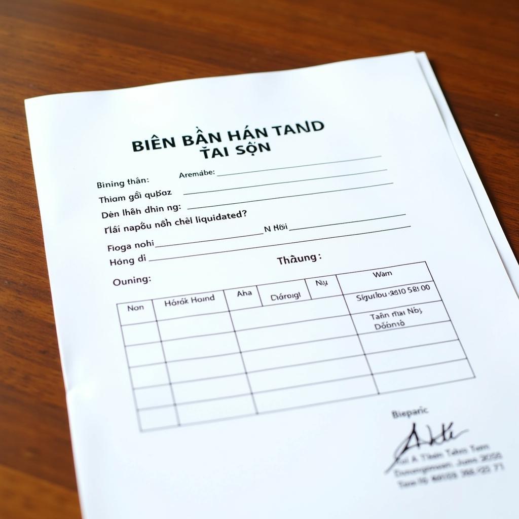 Biên bản thanh lý tài sản