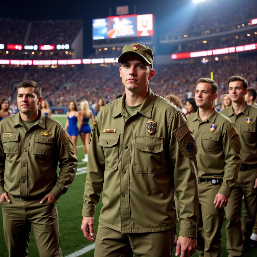 Billy Lynn và đồng đội trong trận đấu bóng bầu dục