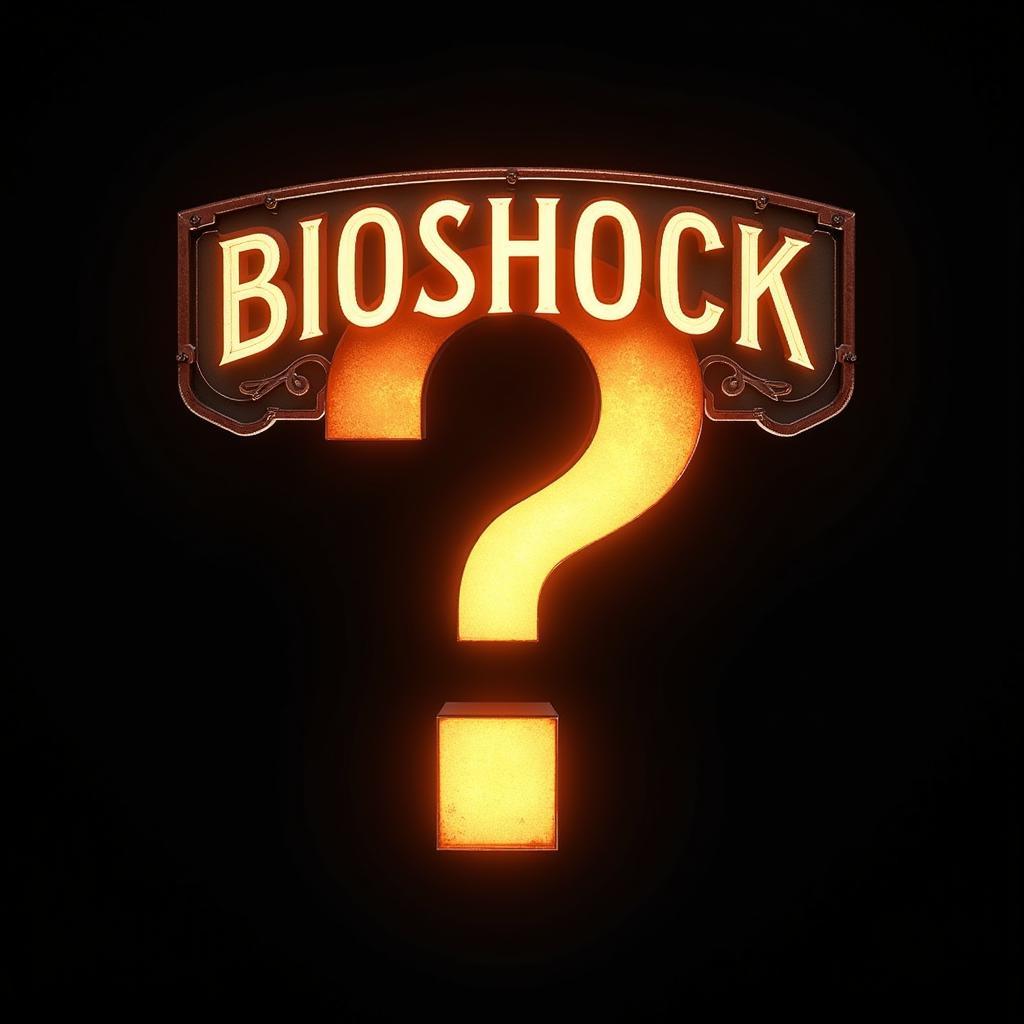 a question mark in front of the bioshock logo