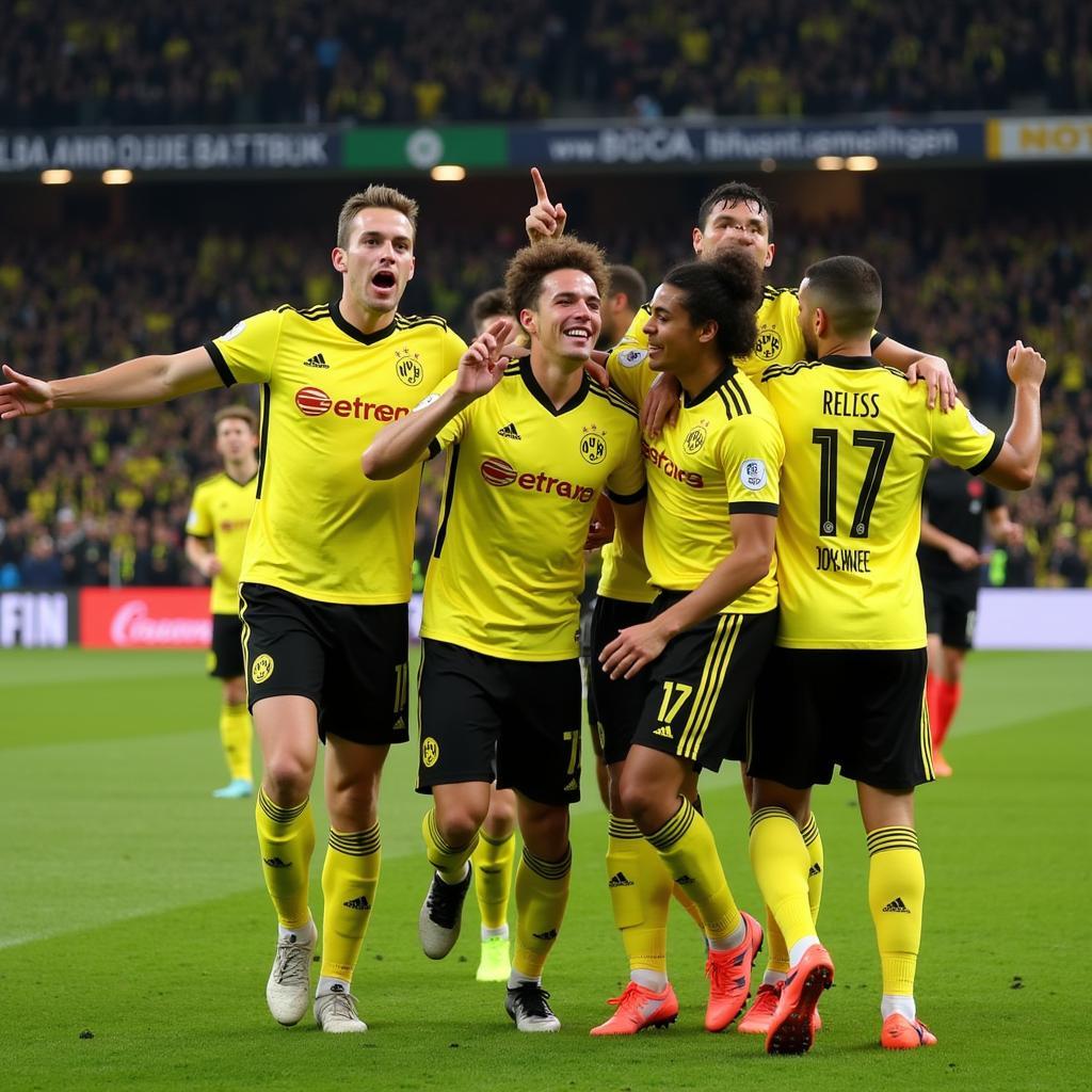 Cầu thủ Dortmund ăn mừng bàn thắng