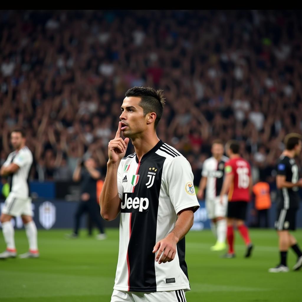 C.Ronaldo ăn mừng im lặng tại Bernabeu sau khi ghi bàn cho Juventus.