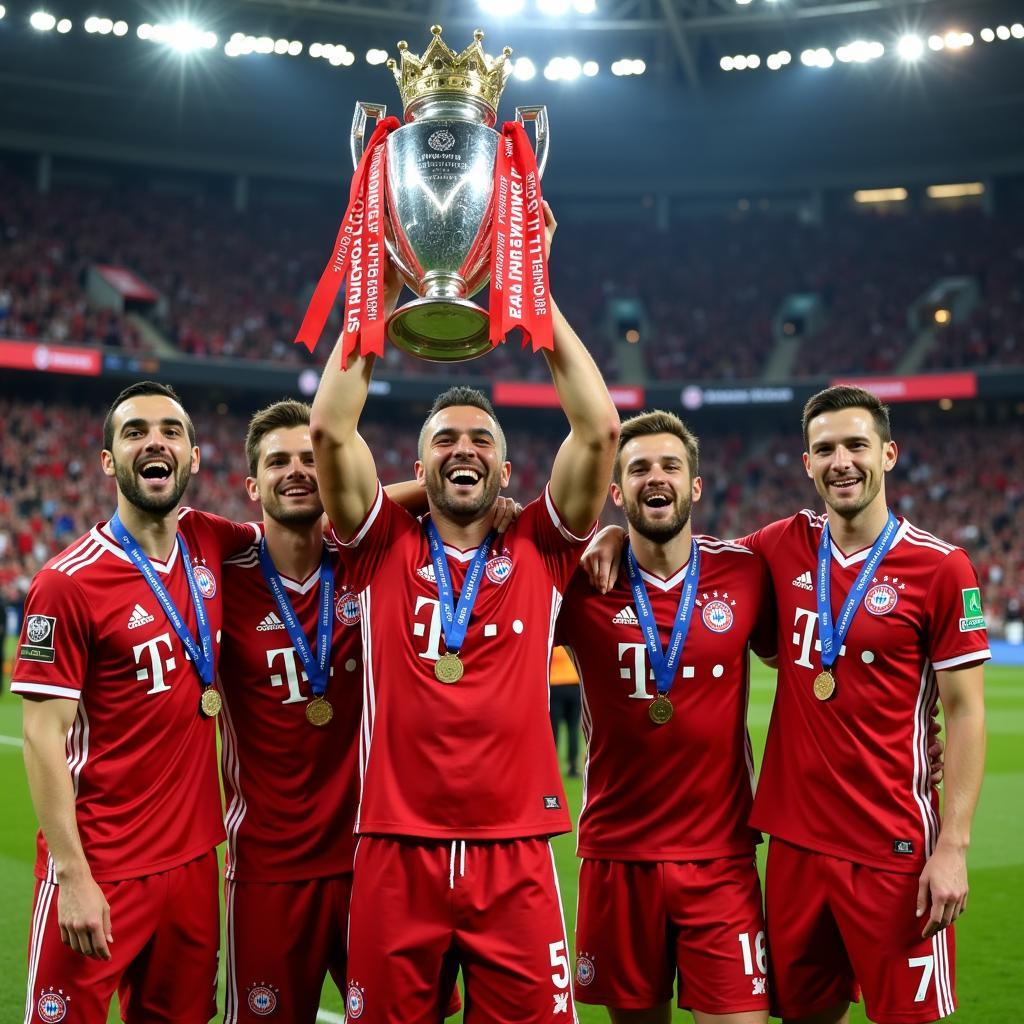 Cầu thủ Bayern Munich ăn mừng chức vô địch Bundesliga