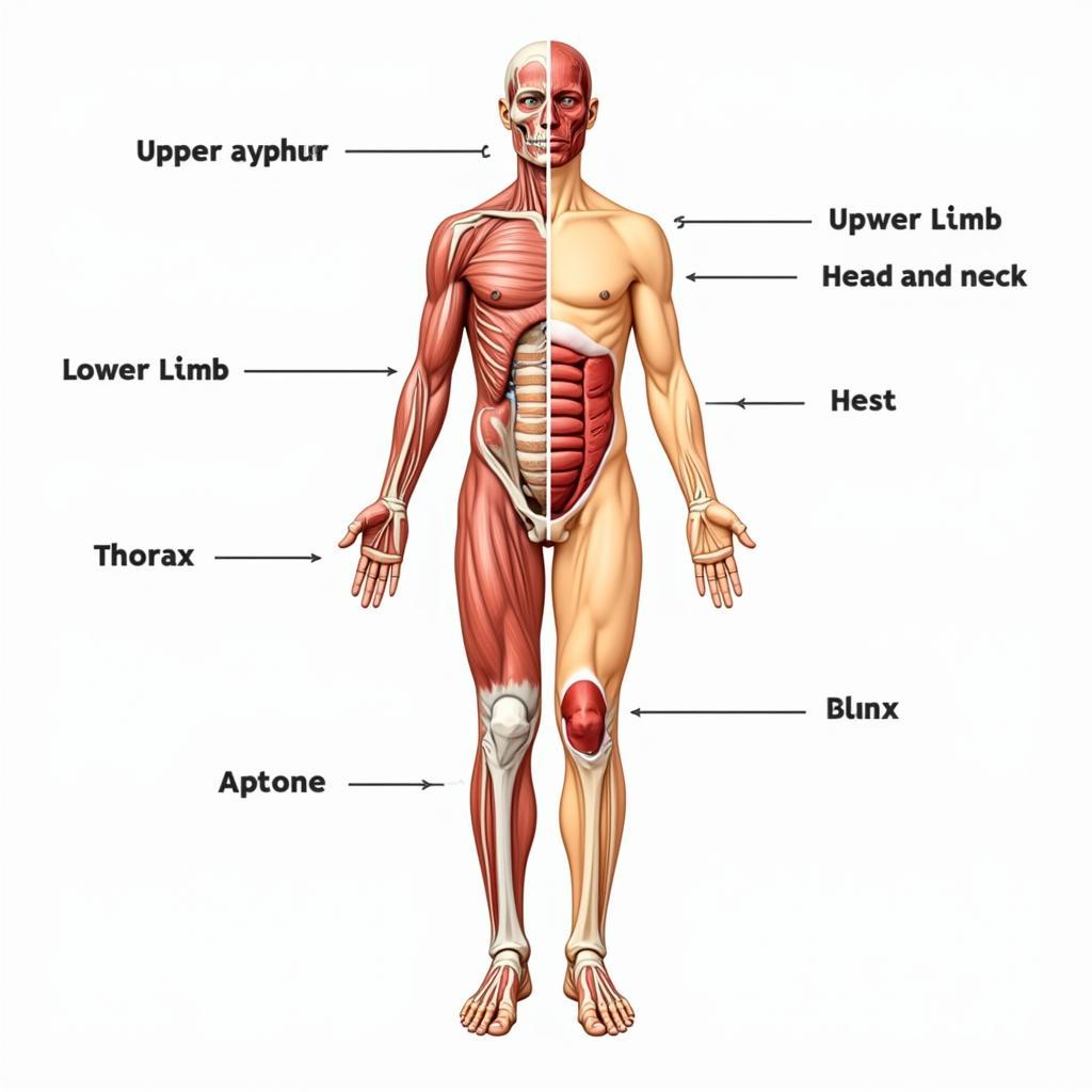 Biểu đồ phân chia các phần giải phẫu cơ thể