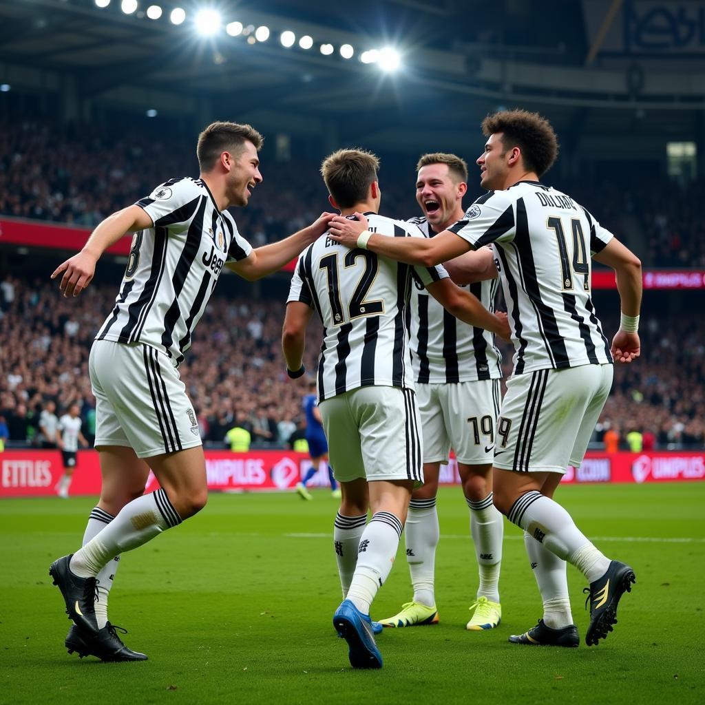 Juventus players celebrating a goal