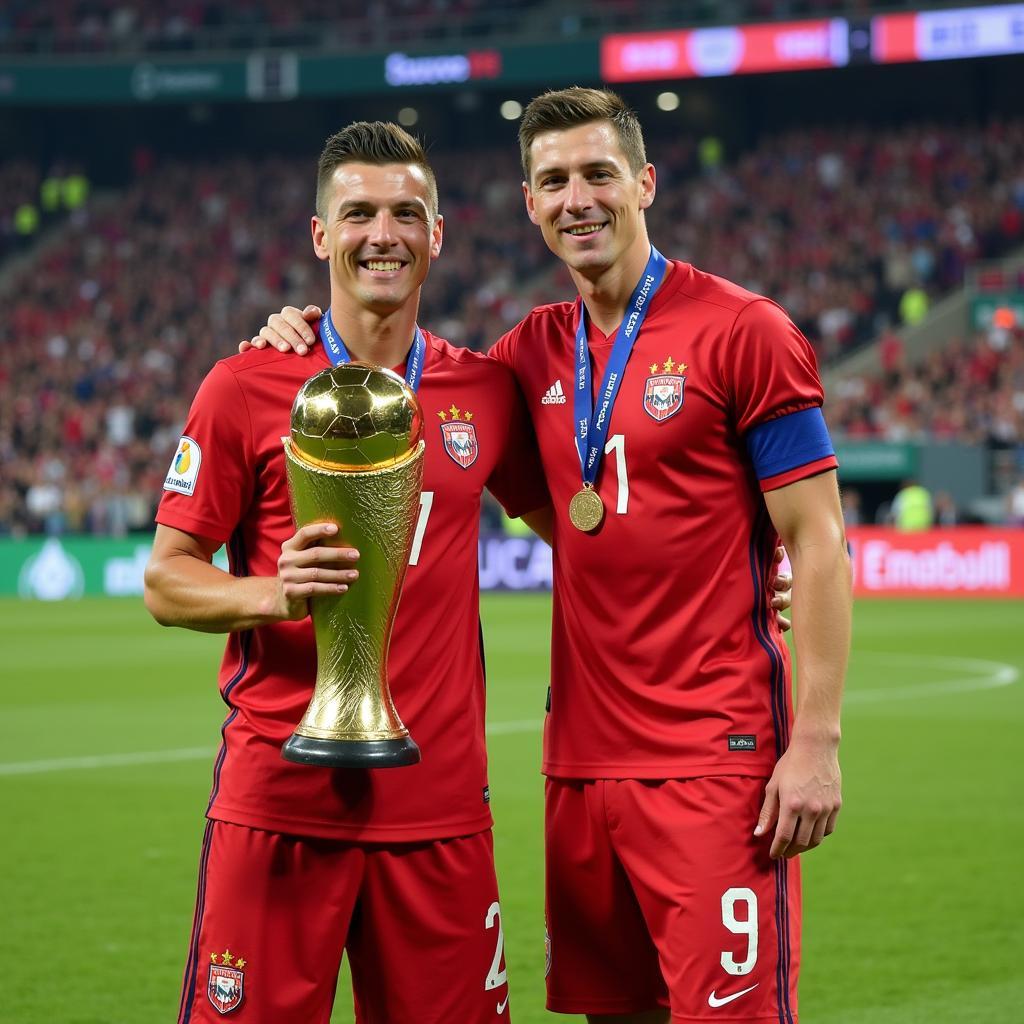 Robert Lewandowski ăn mừng với Chiếc giày vàng Châu Âu