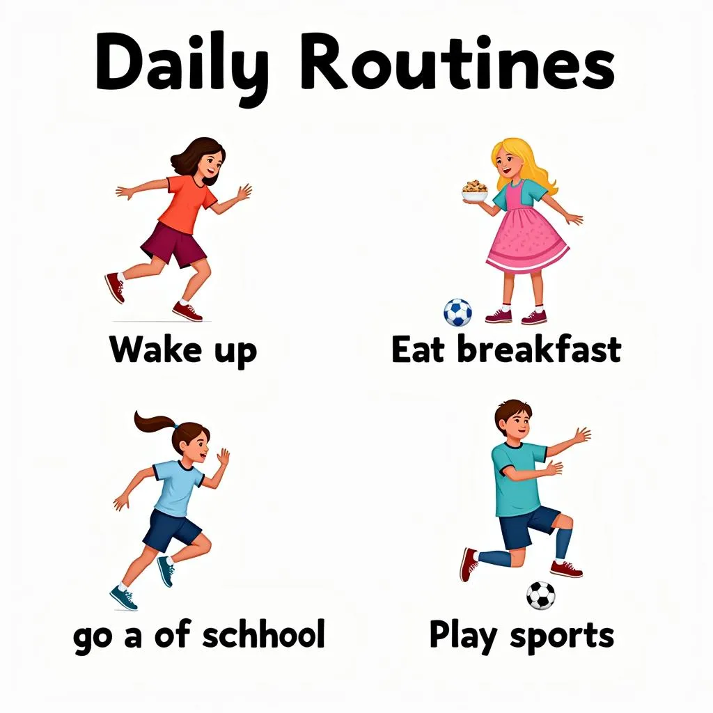 A Colorful Illustration Depicting Daily Routines