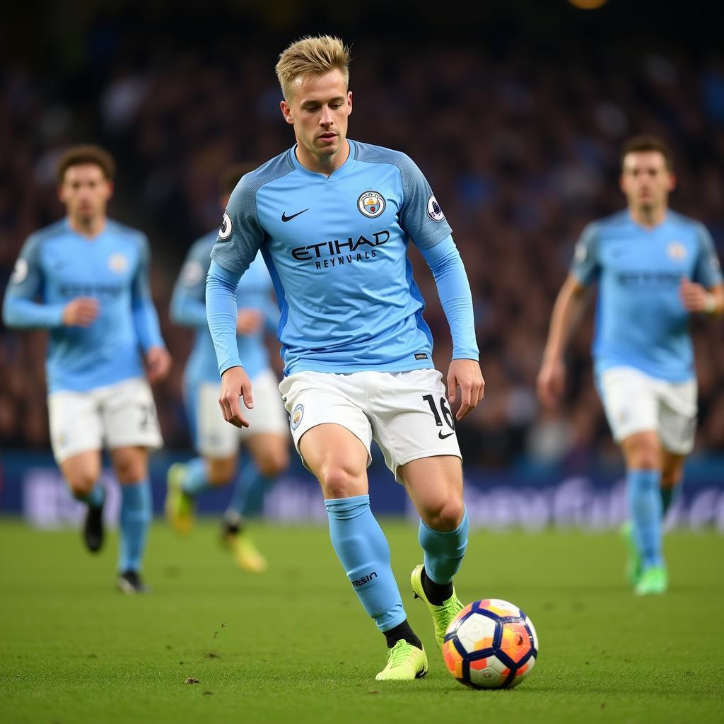 Kevin De Bruyne điều phối bóng