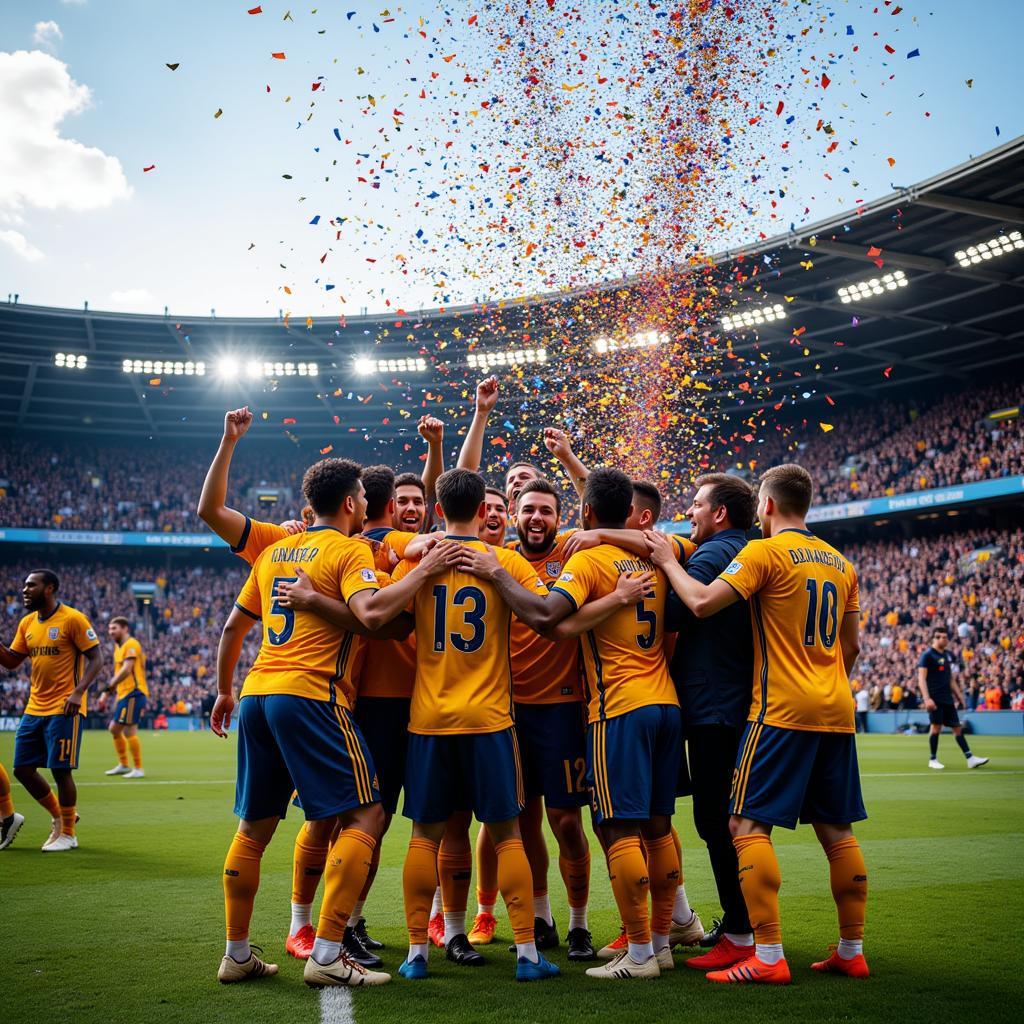 Football Team Celebrates Victory