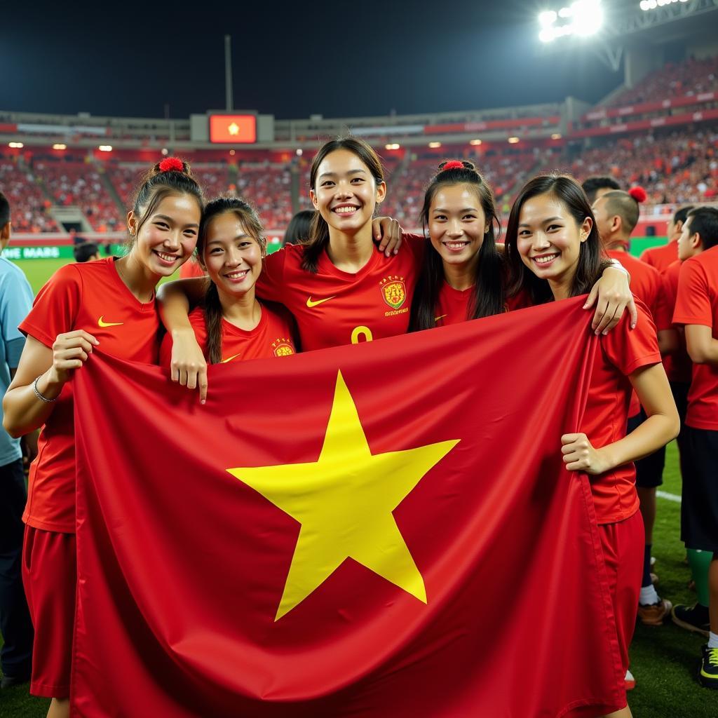 Vietnam national football team celebrates their victory in Asiad 2018