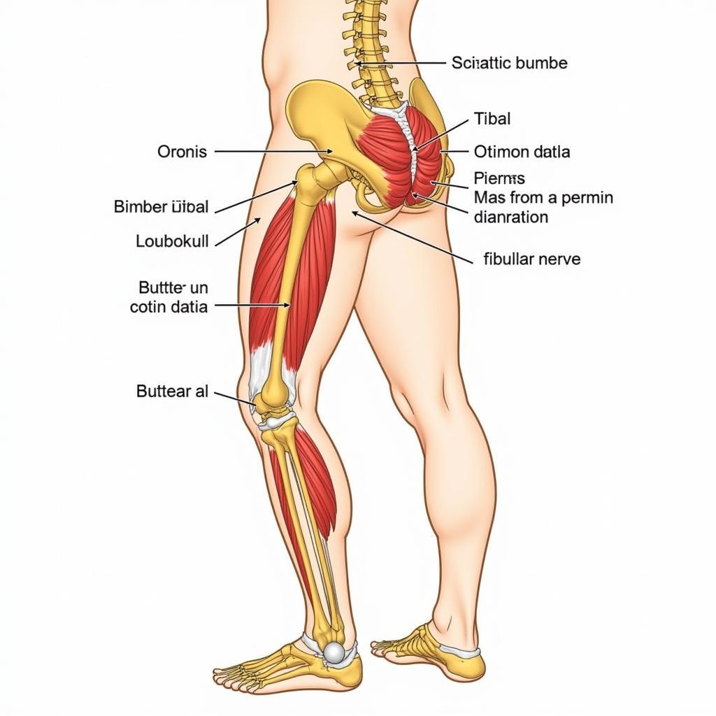 Đường đi và phân nhánh của thần kinh hông to