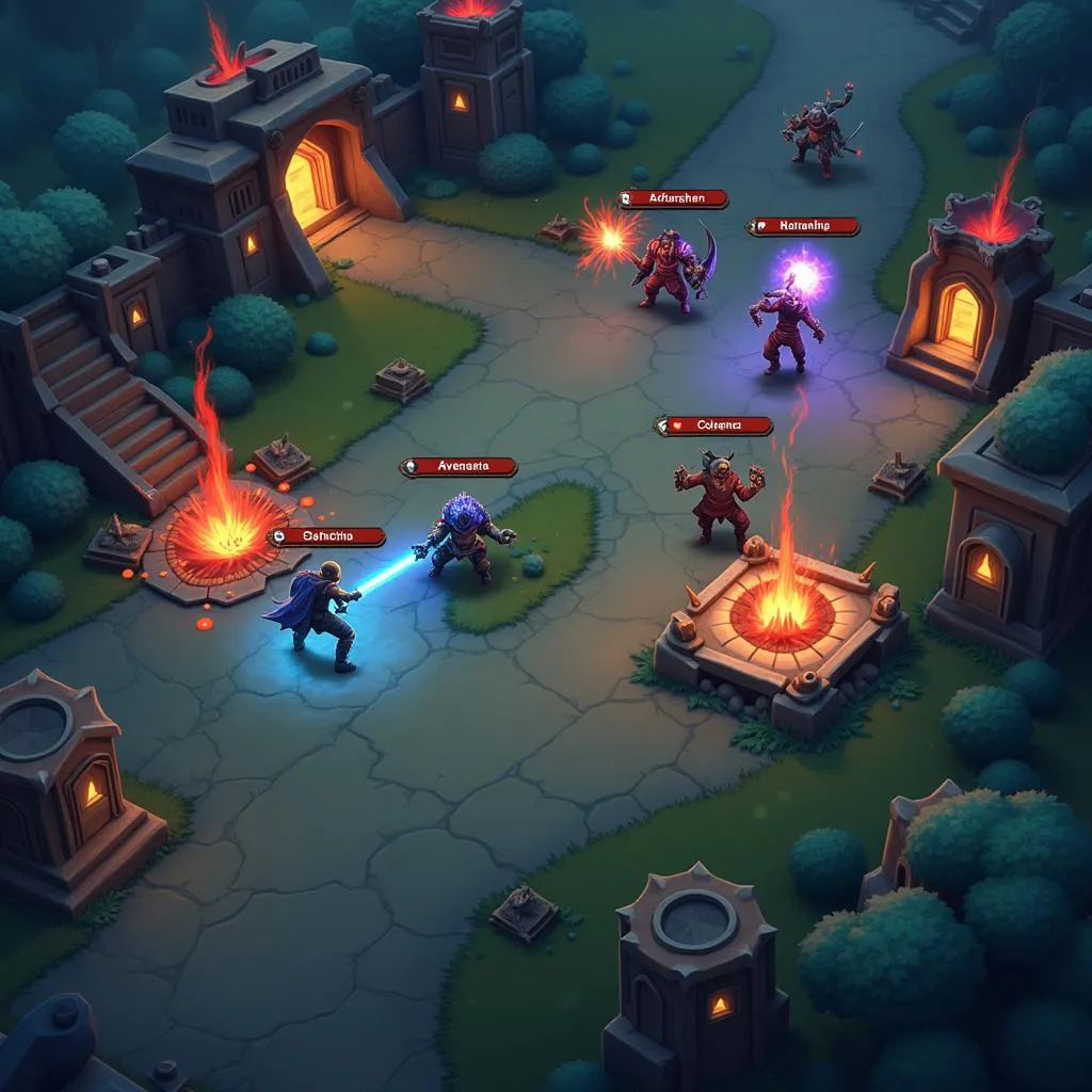 Minh họa lối chơi chiến thuật trong game MOBA