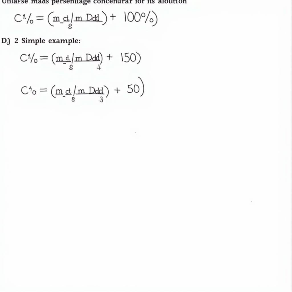 Công thức tính nồng độ phần trăm