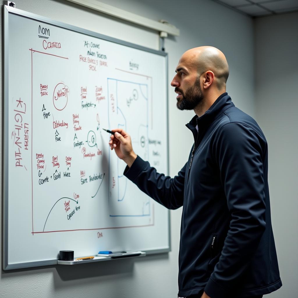 Huấn luyện viên Pep Guardiola giảng giải chiến thuật