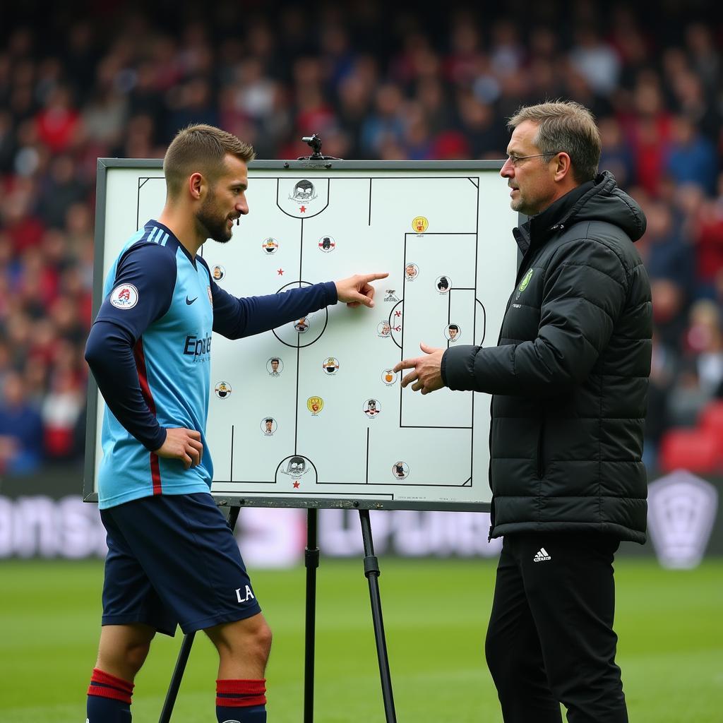 Coach and player discussing strategy