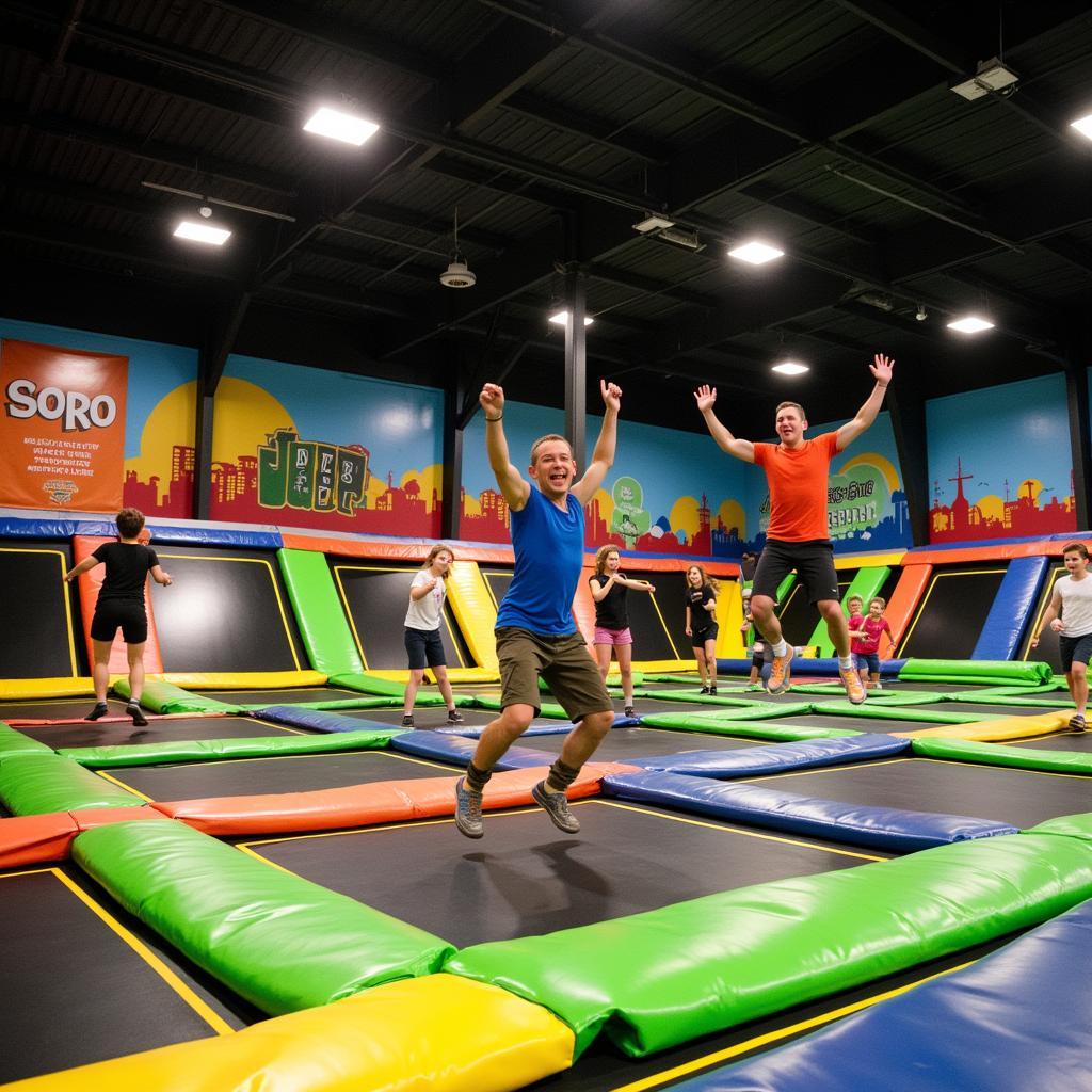 Khu vực bạt nhún tại Jump Arena