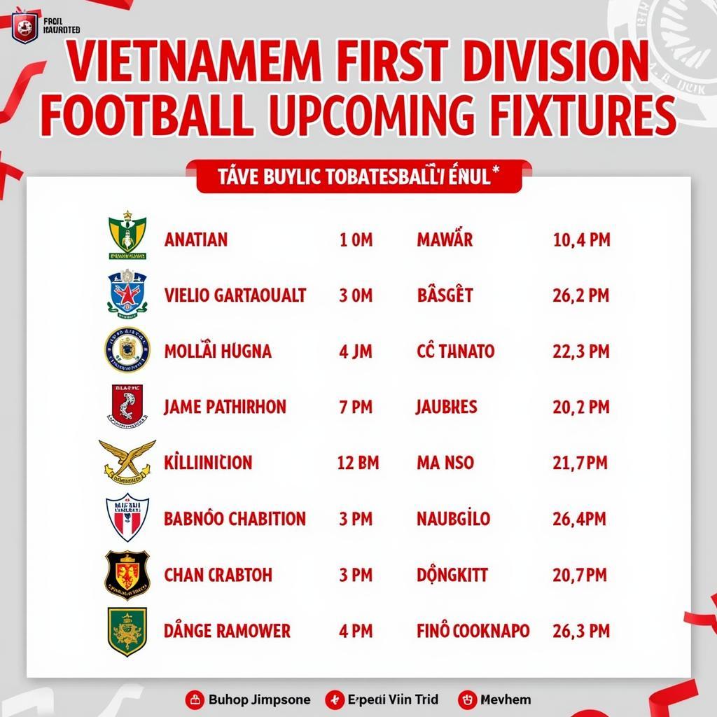 Lịch Thi Đấu Giải Hạng Nhất Việt Nam