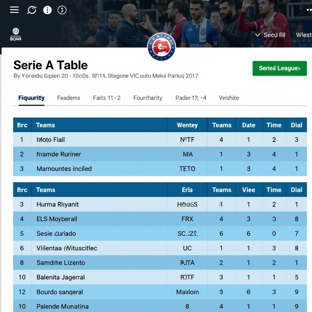 Lịch thi đấu Serie A