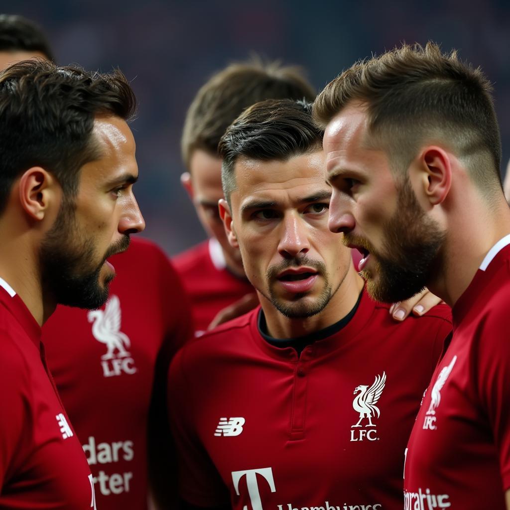 Liverpool players preparing for a match