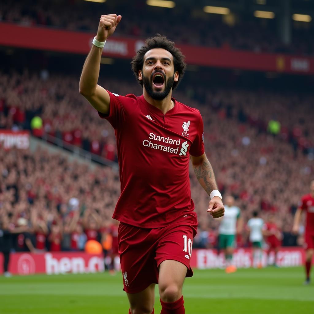 Mohamed Salah ăn mừng bàn thắng