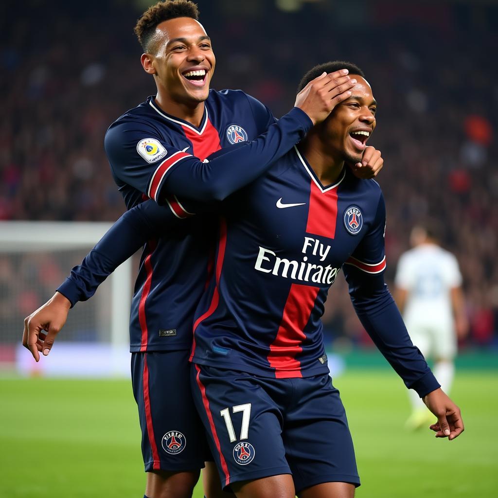 Neymar và Mbappé trong màu áo PSG 2017