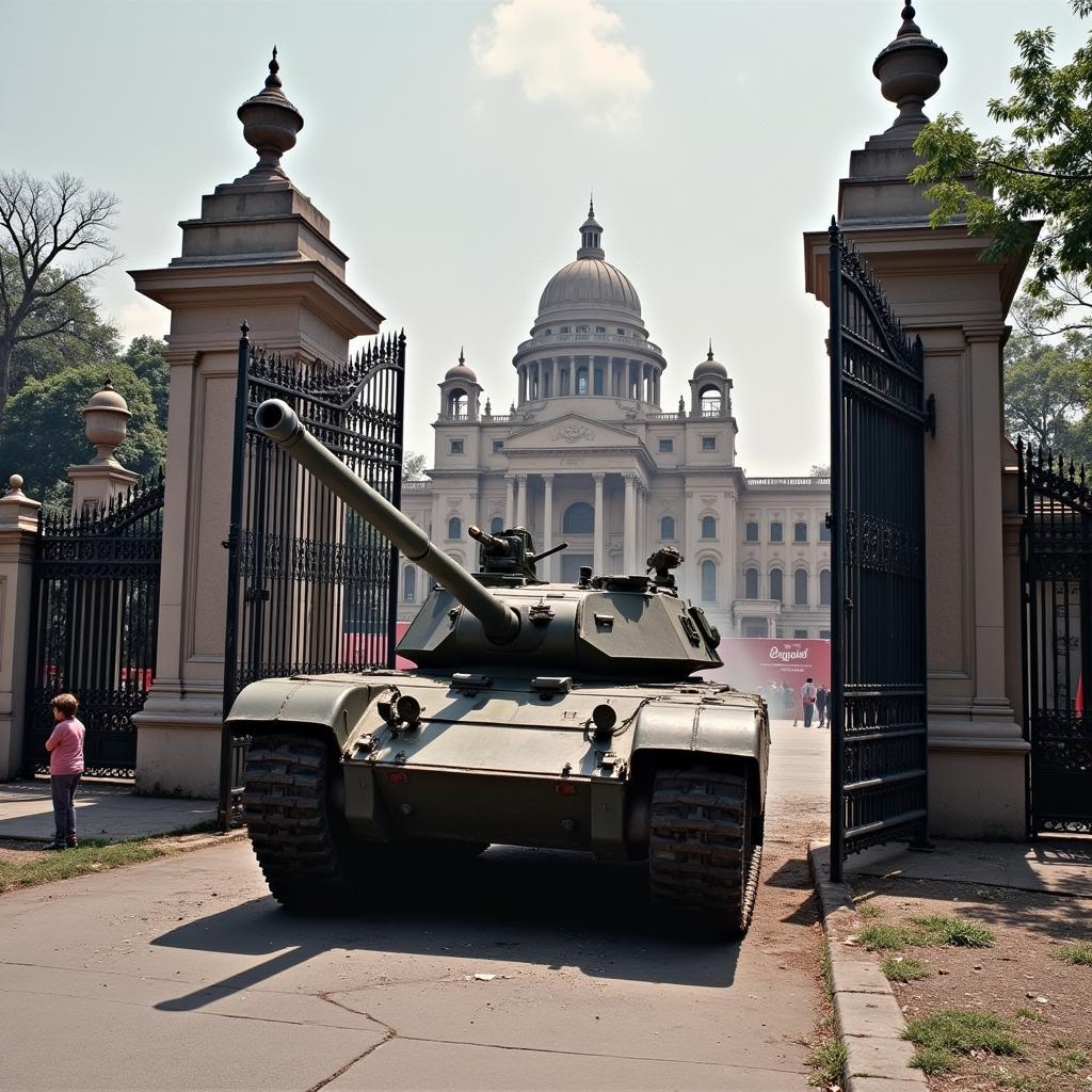 Tank entering Independence Palace on Liberation Day