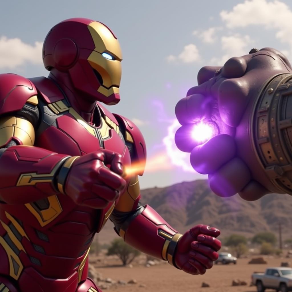 Iron Man battles against Thanos