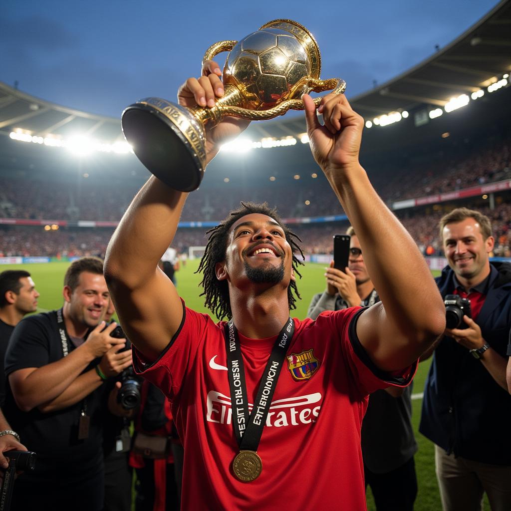 Ronaldinho receiving Man of the Match award