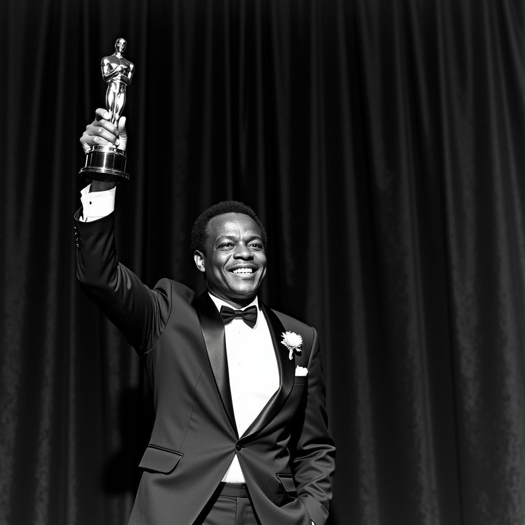 Sidney Poitier Receiving His Oscar