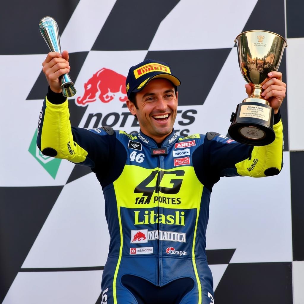 Valentino Rossi ăn mừng chiến thắng