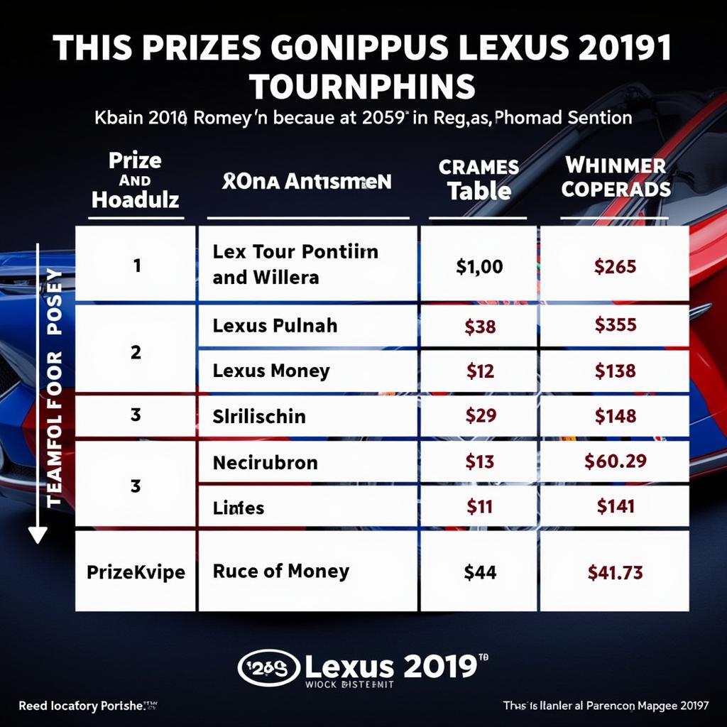 Bảng chia tiền thưởng Lexus 2019