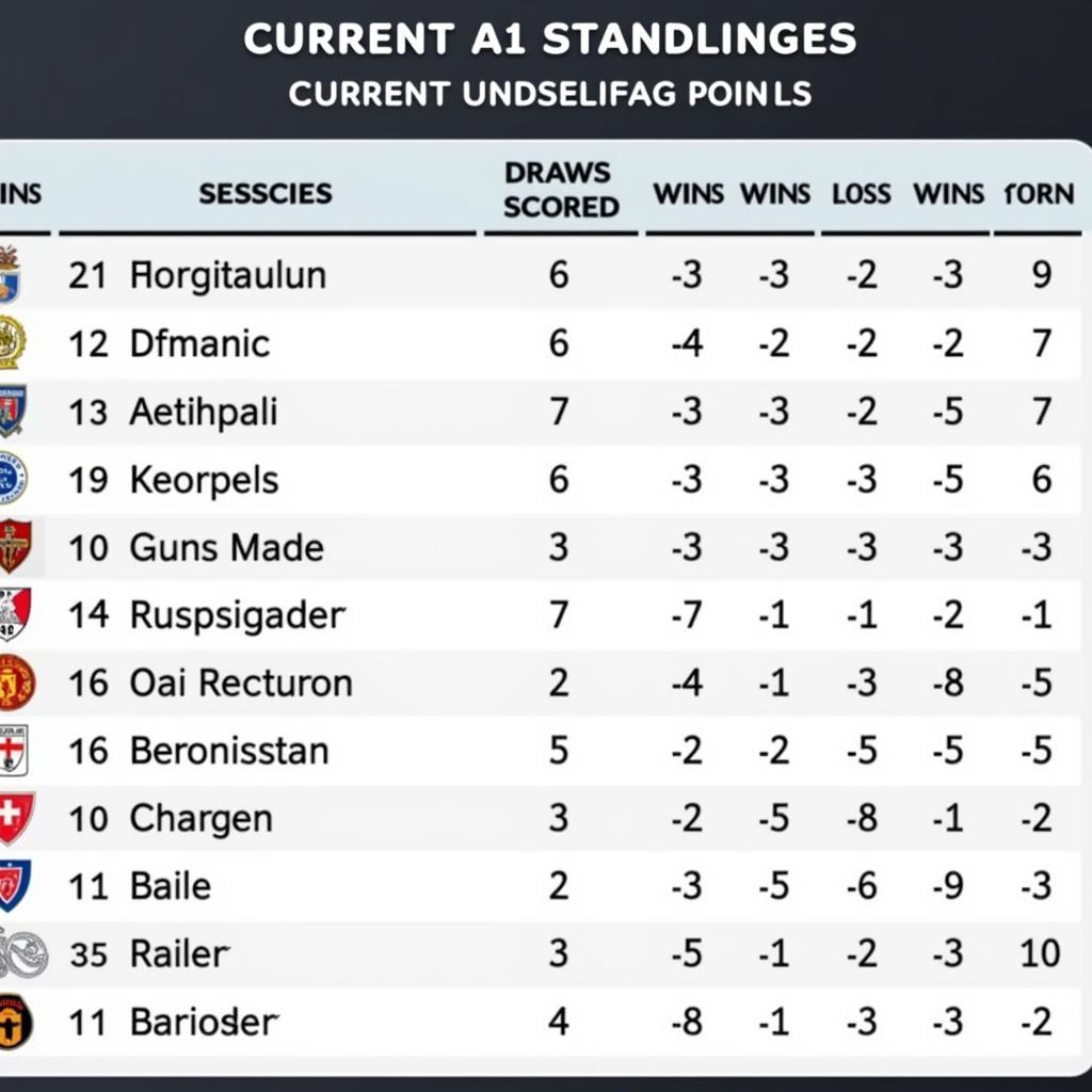 Bảng xếp hạng Bundesliga cập nhật