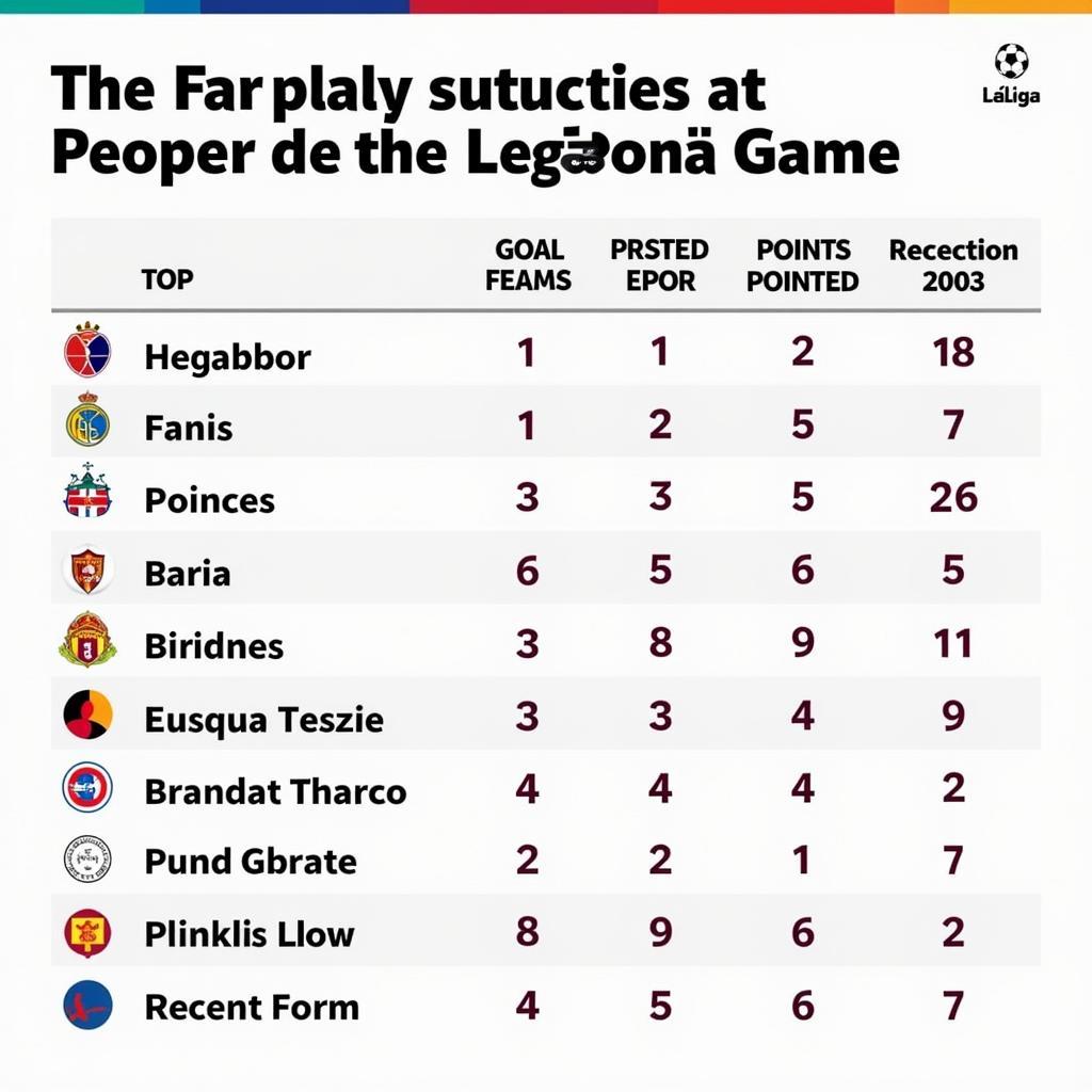 Bảng xếp hạng La Liga mới nhất