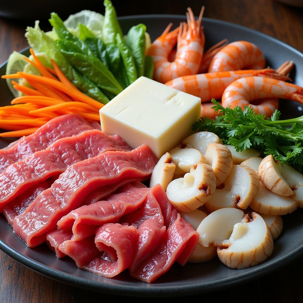 Nguyên liệu tươi ngon tại buffet lẩu hot pot Giải Phóng