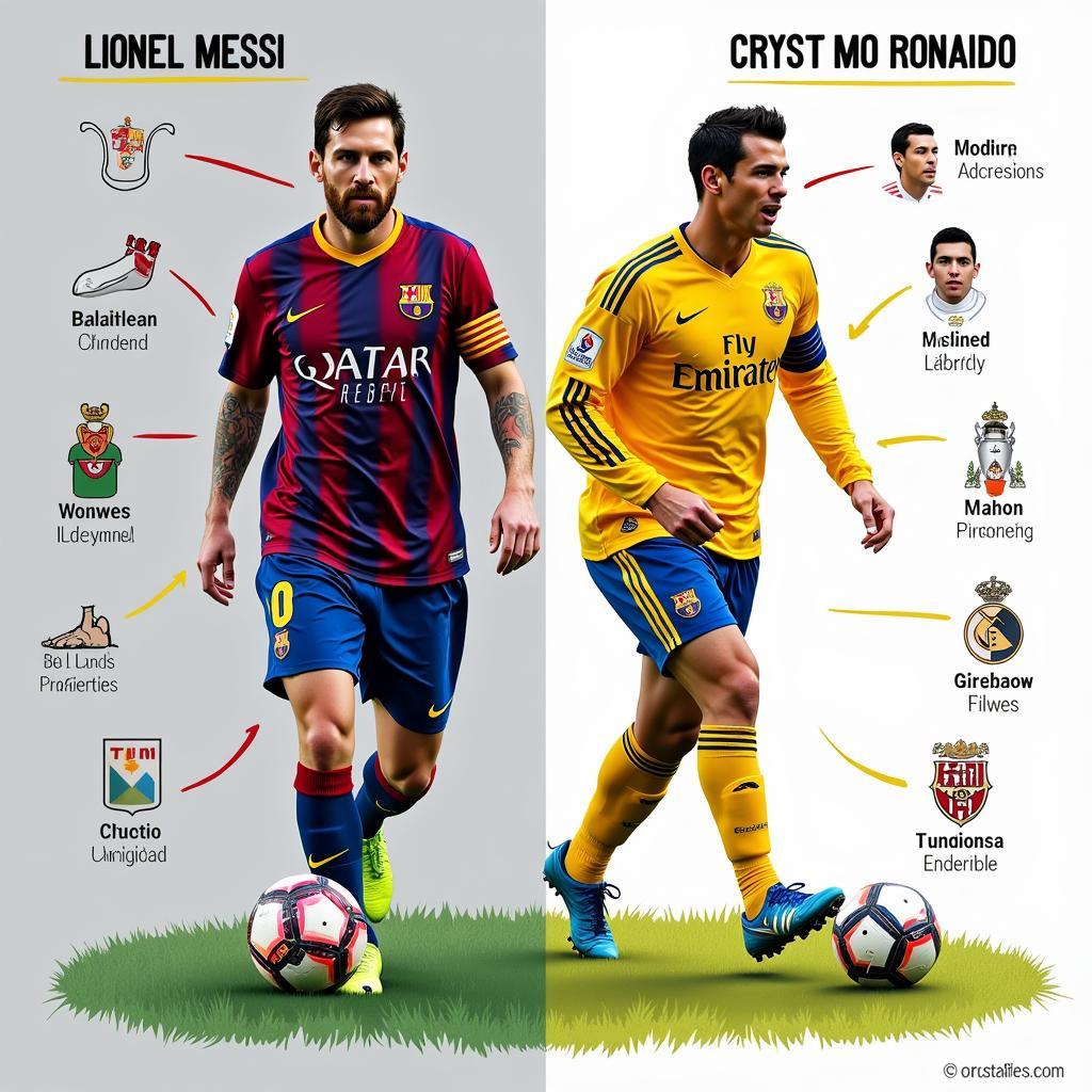 Cầu thủ nổi tiếng Messi và Ronaldo