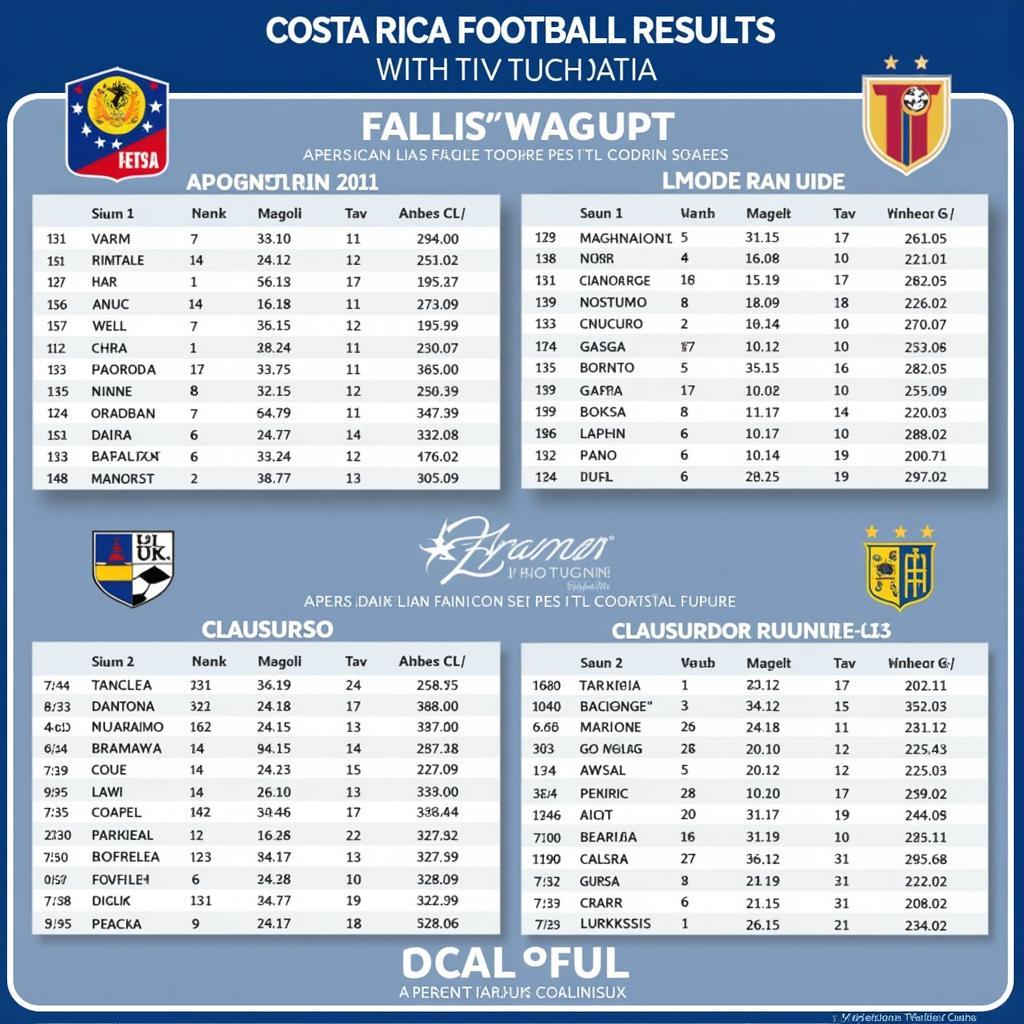 Kết quả Giải Vô Địch Costa Rica những mùa gần đây