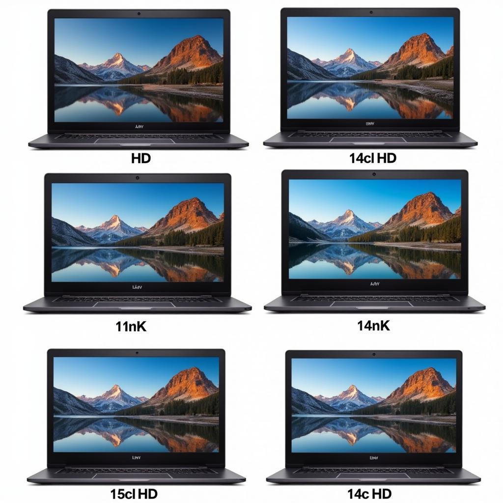 Laptop 14 inches với độ phân giải khác nhau