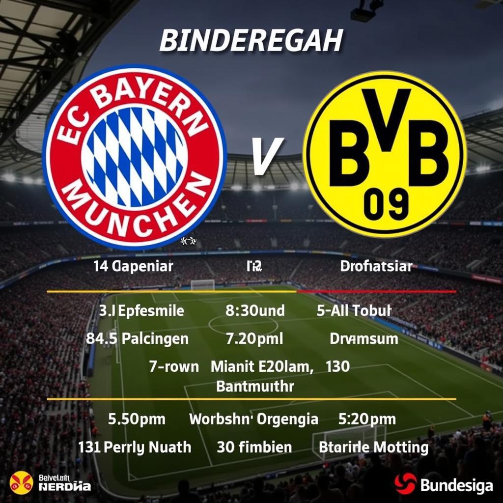 Lịch thi đấu Bundesliga: Bayern Munich và Borussia Dortmund