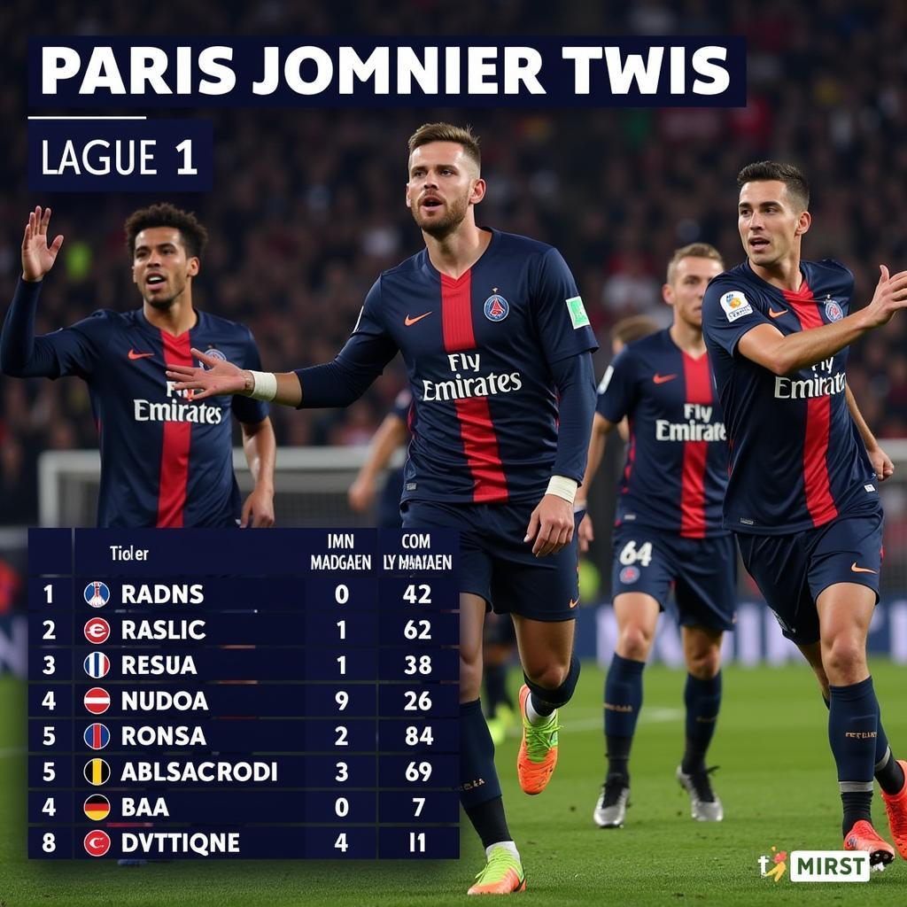 PSG dẫn đầu bảng xếp hạng Ligue 1