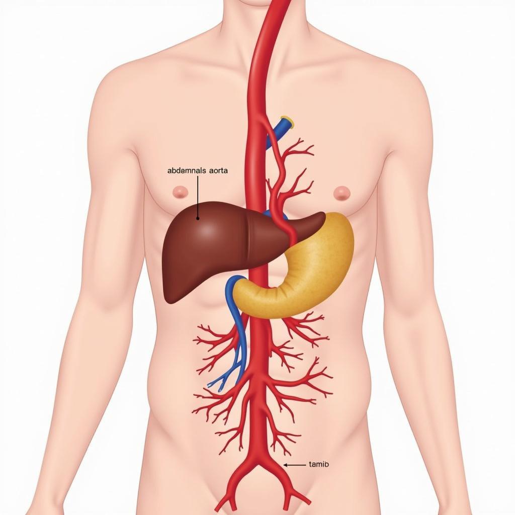 Vị trí của động mạch chủ bụng trong cơ thể con người