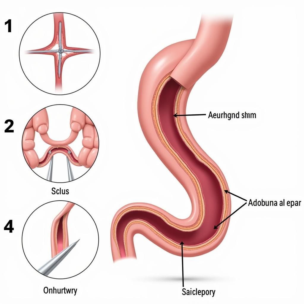 Minh họa quá trình giải phẫu động mạch chủ bụng