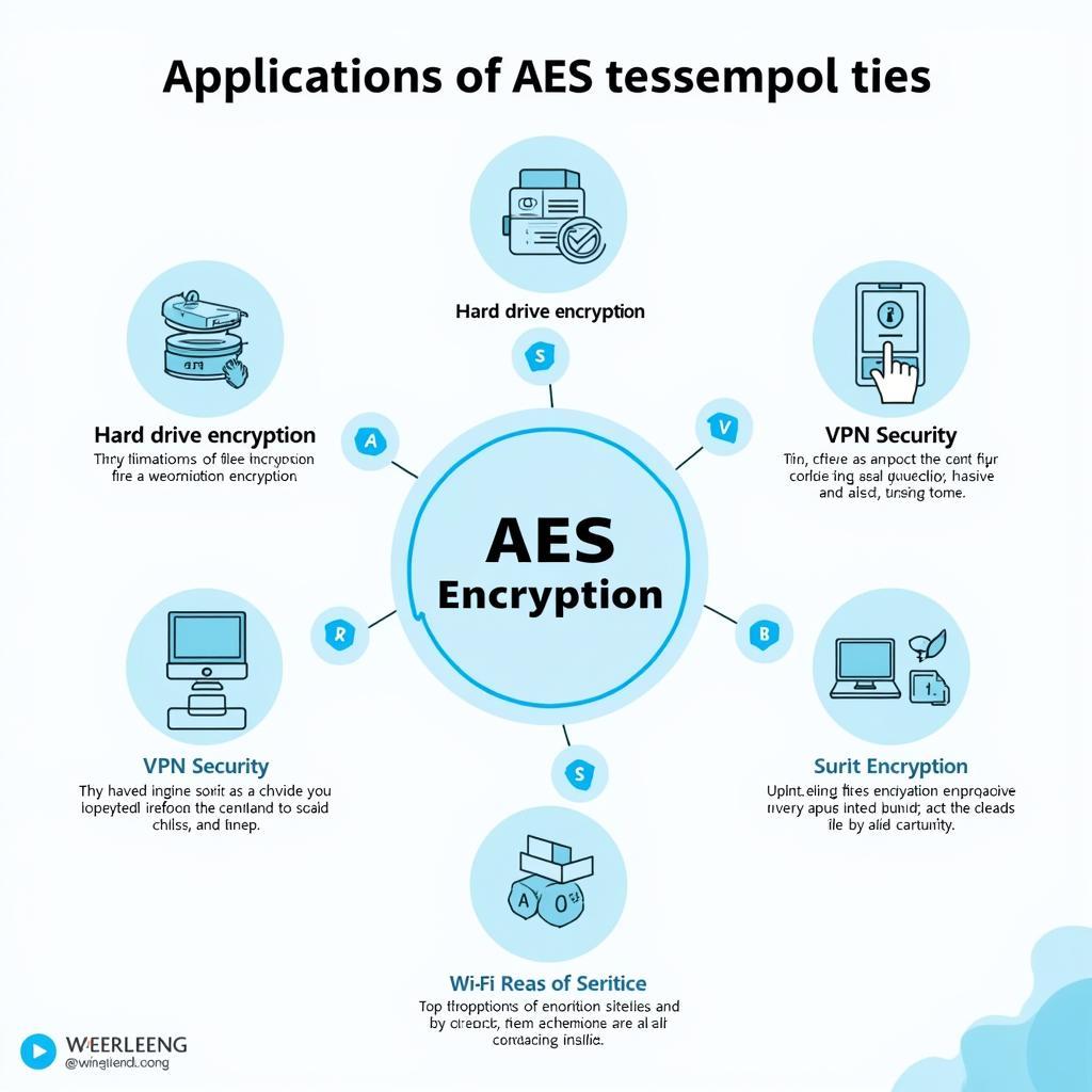 Giải thích ứng dụng của AES trong mã hóa ổ cứng, VPN, Wifi