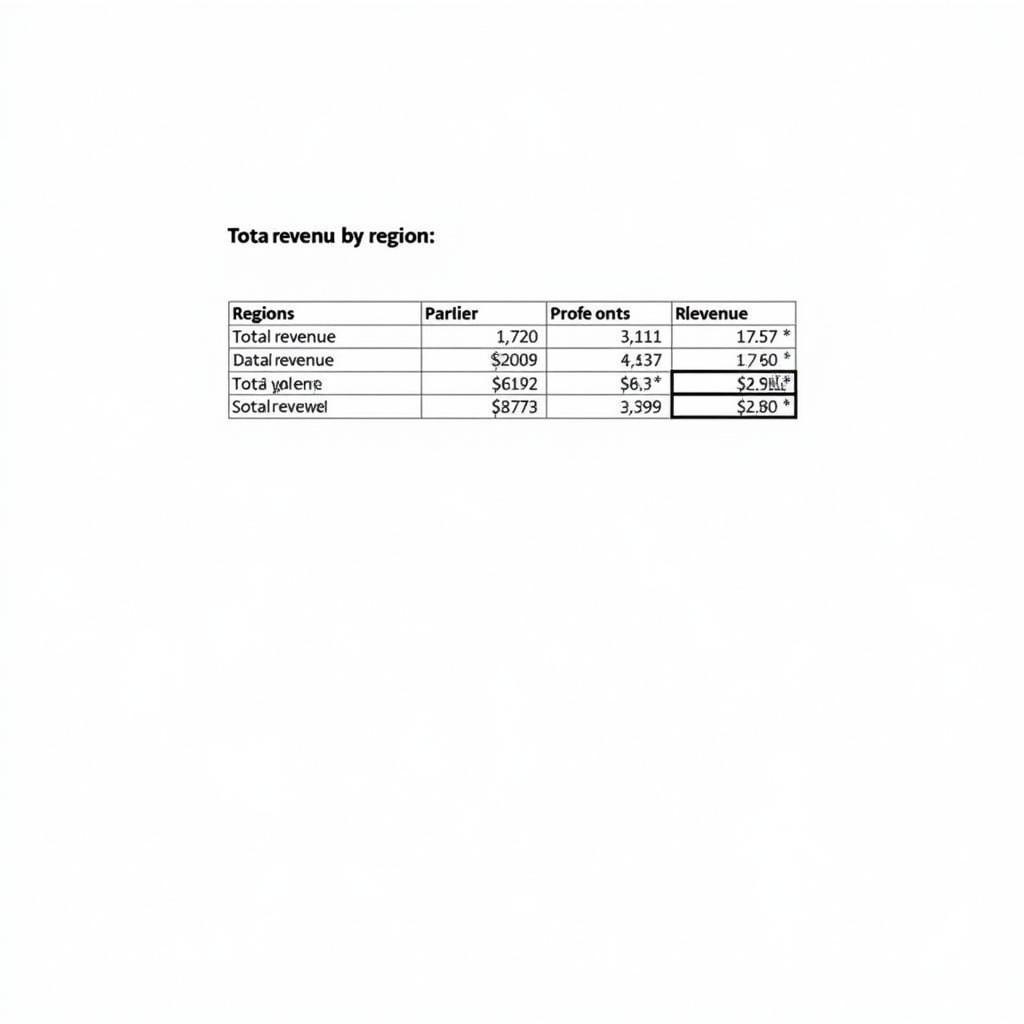 Bài tập Pivot Table tính tổng doanh thu theo khu vực